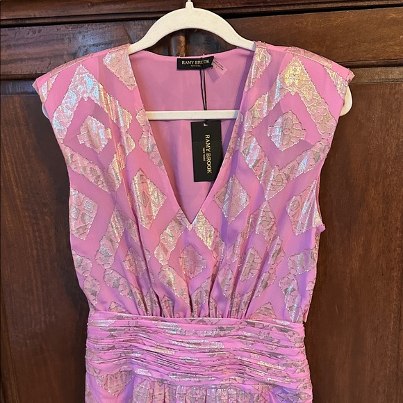 Ramy Brook Reina Dress, silk pink and gold - Picture 5 of 12